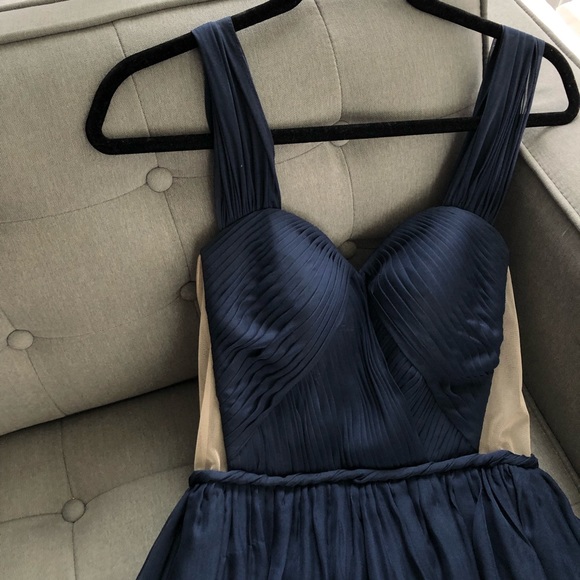 Dark blue navy backless prom grad dress - Picture 8 of 16